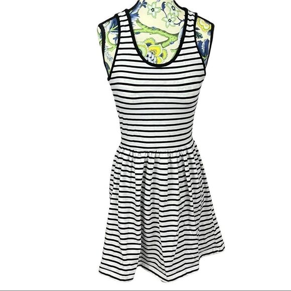 Only Made For You Denim Brand White with Black Stripe Sleeveless Dress Size S - Picture 1 of 2